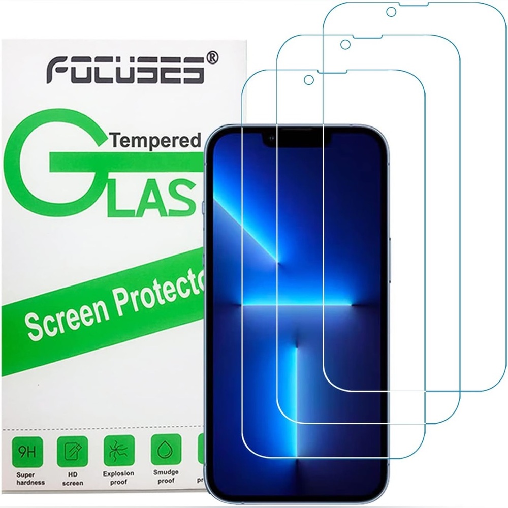 Focuses 3Pk Anti-Blue Light Tempered Glass iPhone 13 Pro Max & 14 Plus Protector
